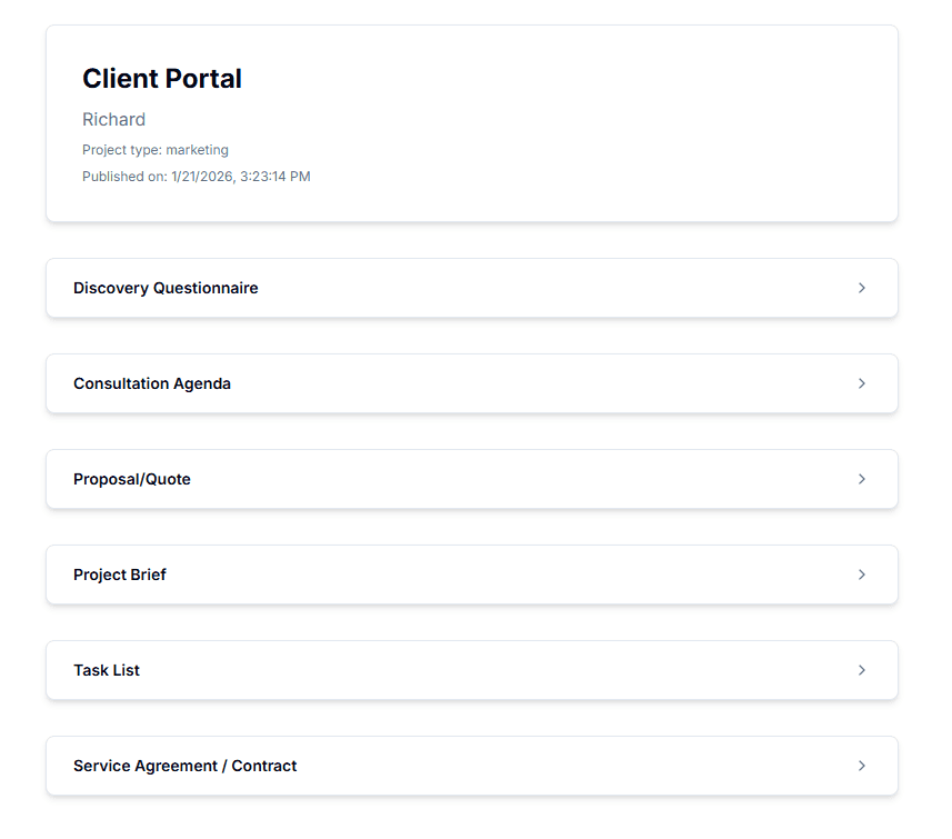 Qicli client portal showing document viewing interface